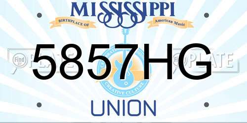 5857HG Mississippi License Plate