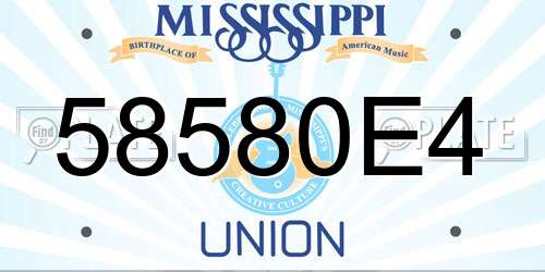 58580E4 Mississippi License Plate