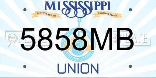 5858MB Mississippi License Plate