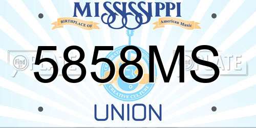 5858MS Mississippi License Plate