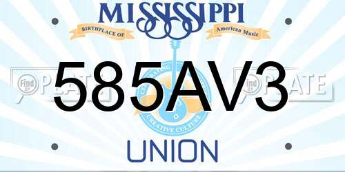 585AV3 Mississippi License Plate
