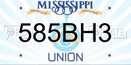 585BH3 Mississippi License Plate