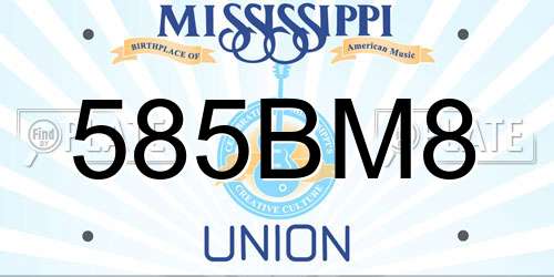 585BM8 Mississippi License Plate