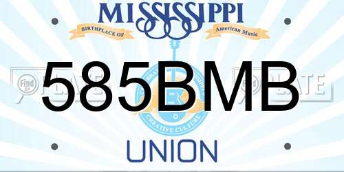 585BMB Mississippi License Plate
