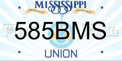 585BMS Mississippi License Plate