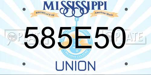 585E50 Mississippi License Plate