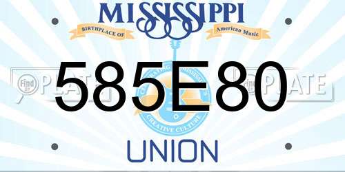 585E80 Mississippi License Plate