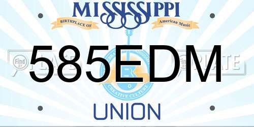 585EDM Mississippi License Plate