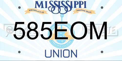 585EOM Mississippi License Plate