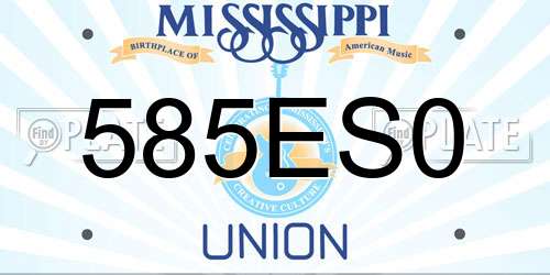 585ES0 Mississippi License Plate