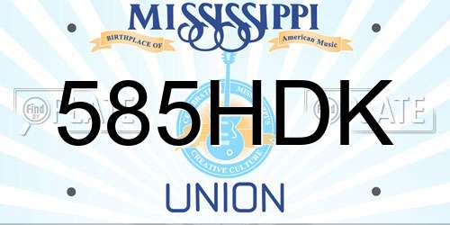 585HDK Mississippi License Plate