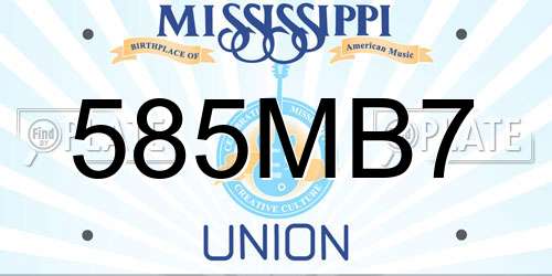 585MB7 Mississippi License Plate