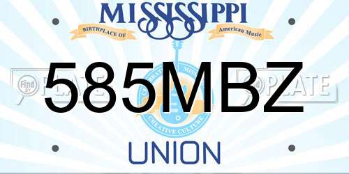 585MBZ Mississippi License Plate