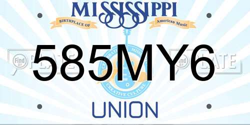 585MY6 Mississippi License Plate