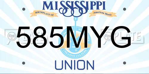 585MYG Mississippi License Plate