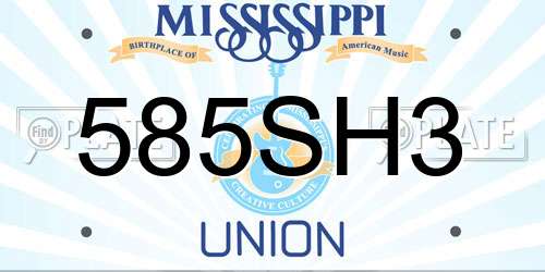 585SH3 Mississippi License Plate