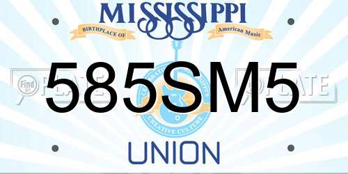 585SM5 Mississippi License Plate