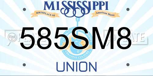 585SM8 Mississippi License Plate
