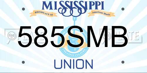585SMB Mississippi License Plate