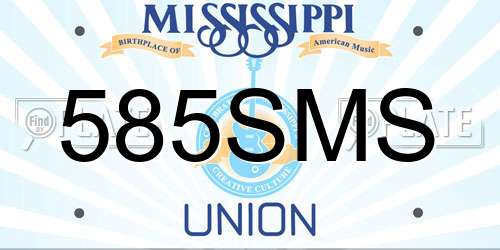 585SMS Mississippi License Plate