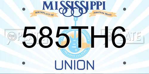 585TH6 Mississippi License Plate