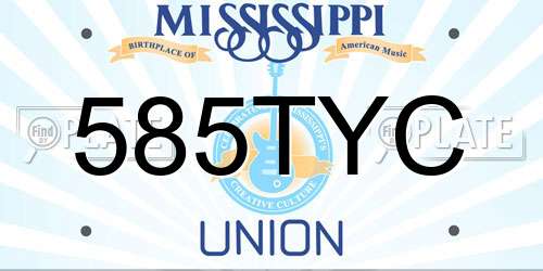 585TYC Mississippi License Plate