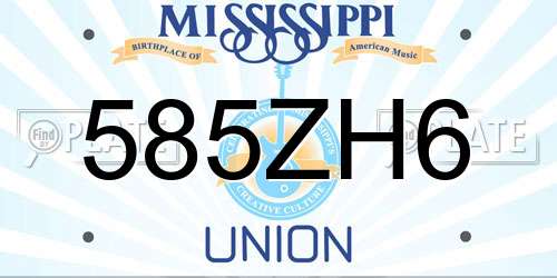 585ZH6 Mississippi License Plate