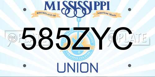 585ZYC Mississippi License Plate