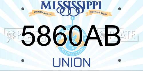 5860AB Mississippi License Plate