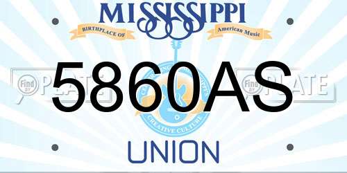 5860AS Mississippi License Plate