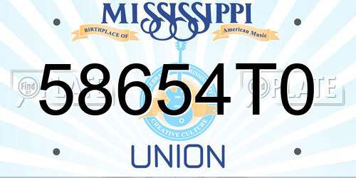 58654T0 Mississippi License Plate