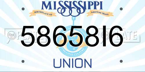 58658I6 Mississippi License Plate