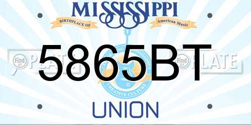 5865BT Mississippi License Plate