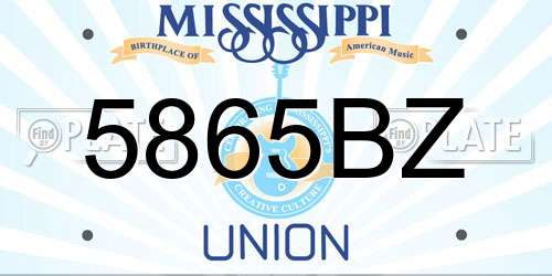 5865BZ Mississippi License Plate