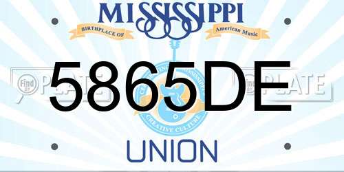 5865DE Mississippi License Plate