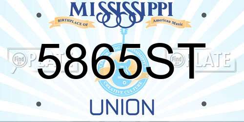 5865ST Mississippi License Plate