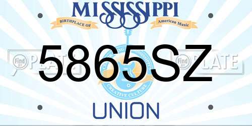 5865SZ Mississippi License Plate