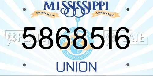 58685I6 Mississippi License Plate