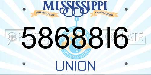 58688I6 Mississippi License Plate