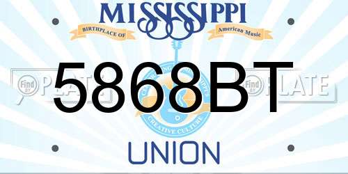 5868BT Mississippi License Plate