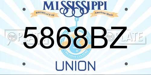 5868BZ Mississippi License Plate
