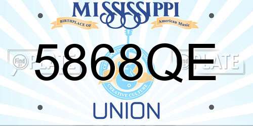 5868QE Mississippi License Plate