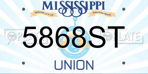 5868ST Mississippi License Plate