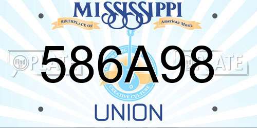 586A98 Mississippi License Plate
