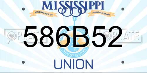586B52 Mississippi License Plate