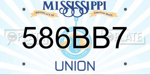 586BB7 Mississippi License Plate