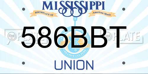 586BBT Mississippi License Plate
