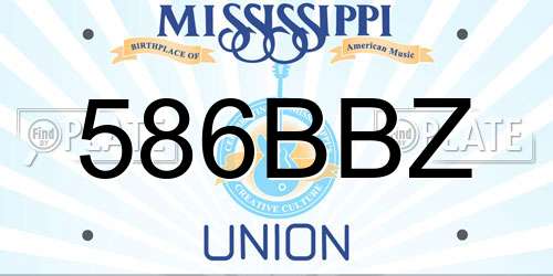 586BBZ Mississippi License Plate