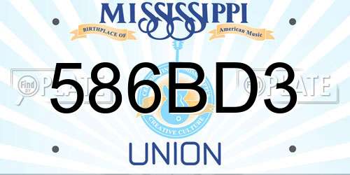 586BD3 Mississippi License Plate