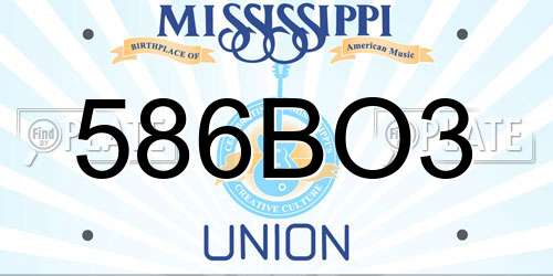 586BO3 Mississippi License Plate